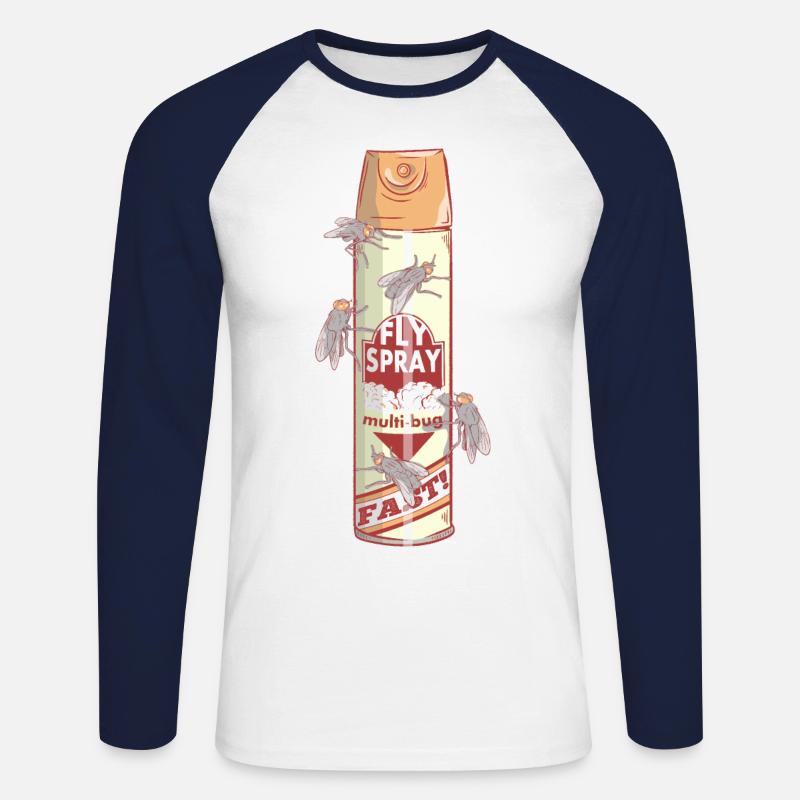 Lustige Dose Fliegenspray - Unisex Baseballshirt langarm - Weiß/Navy
