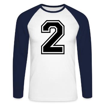2 cadeau à deux chiffres - T-shirt baseball manches longues Homme - blanc/marine - Devant - Nik (191cm)