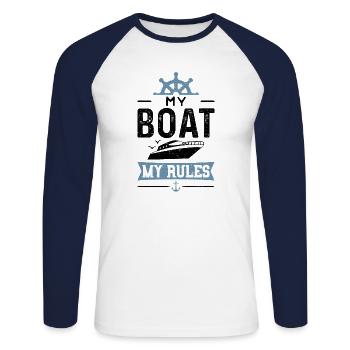 My Boat My Rules - Boat - Unisex Long Sleeve Baseball T-Shirt - white/navy - Front - Nik (191cm)
