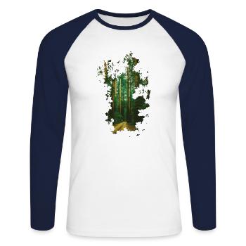 FORÊT - T-shirt baseball manches longues Homme - blanc/marine - Devant - Nik (191cm)