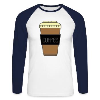 Amateur de café - T-shirt baseball manches longues Homme - blanc/marine - Devant - Nik (191cm)
