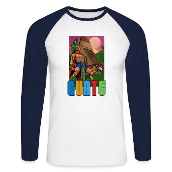 Guatemala Guatemalan Flagge DNA I Geschenk - Unisex Baseballshirt langarm - Weiß/Navy - Vorne - Nik (191cm)