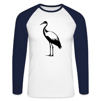 Simple Little Stork - Unisex Long Sleeve Baseball T-Shirt - white/navy - Front - Nik (191cm)