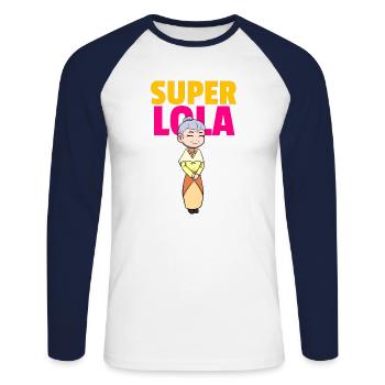 Philippines Filipina Grand-mère Lola I Cadeau - T-shirt baseball manches longues Homme - blanc/marine - Devant - Nik (191cm)
