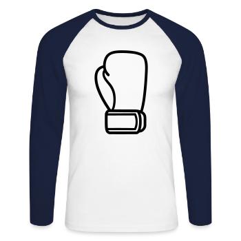 gant de boxe - T-shirt baseball manches longues Homme - blanc/marine - Devant - Nik (191cm)