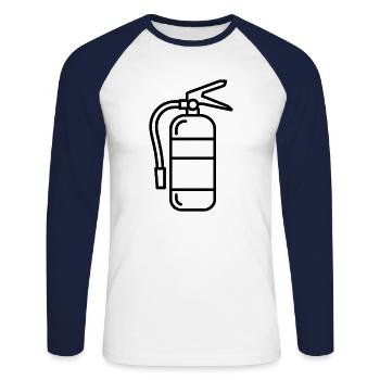 extincteur - T-shirt baseball manches longues Homme - blanc/marine - Devant - Nik (191cm)