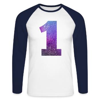 Number 1 galaxy - Unisex Long Sleeve Baseball T-Shirt - white/navy - Front - Nik (191cm)