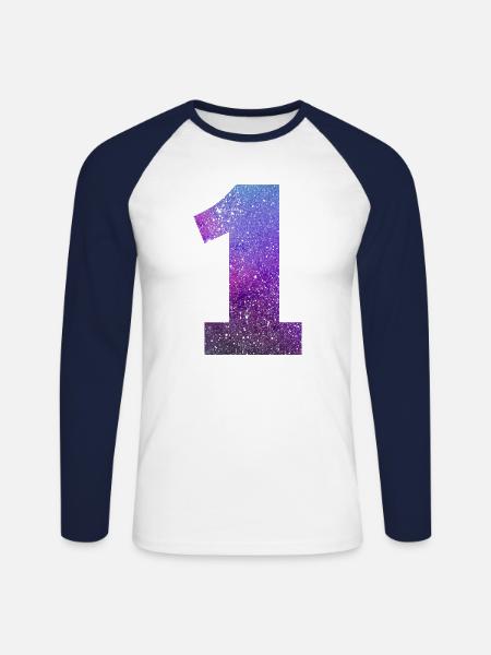 Number 1 galaxy - Unisex Long Sleeve Baseball T-Shirt - white/navy