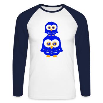 2 Owls Dad Mom Child Baby Family Mother Father - Unisex Long Sleeve Baseball T-Shirt - white/navy - Front - Nik (191cm)
