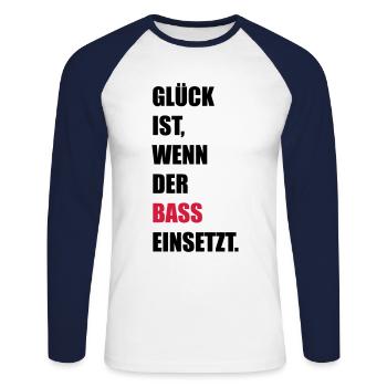 Bass - Unisex Baseballshirt langarm - Weiß/Navy - Vorne - Nik (191cm)