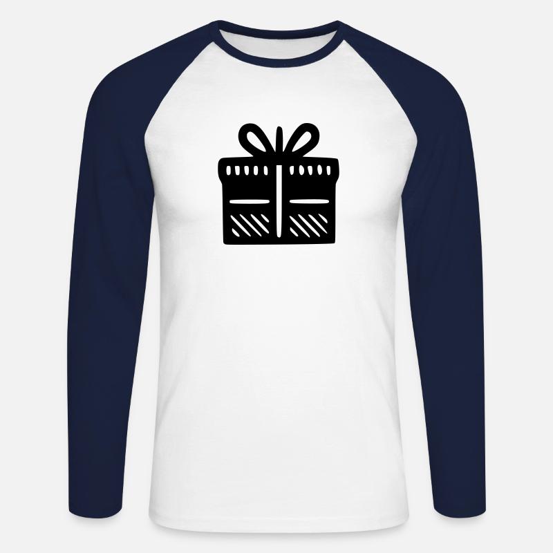Geschenk Paket - Unisex Baseballshirt langarm - Weiß/Navy