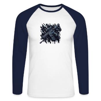 Bras de circuit - T-shirt baseball manches longues Homme - blanc/marine - Devant - Nik (191cm)