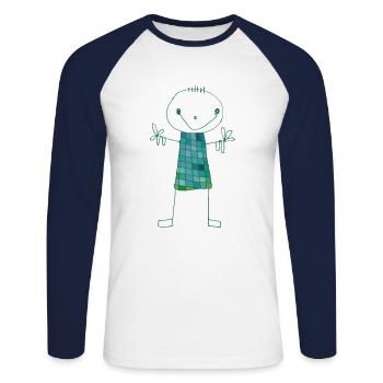 Alfred emeraude - T-shirt baseball manches longues Homme - blanc/marine - Devant - Nik (191cm)