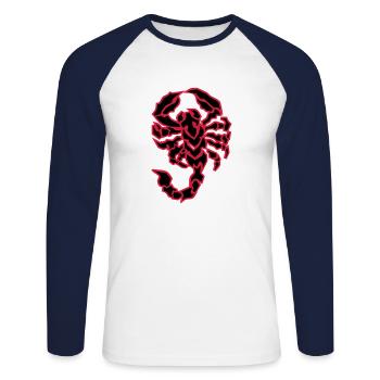 skorpion - Unisex Long Sleeve Baseball T-Shirt - white/navy - Front - Nik (191cm)