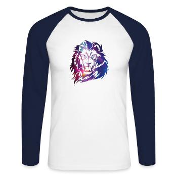 Fantasy lion face mane - Unisex Long Sleeve Baseball T-Shirt - white/navy - Front - Nik (191cm)