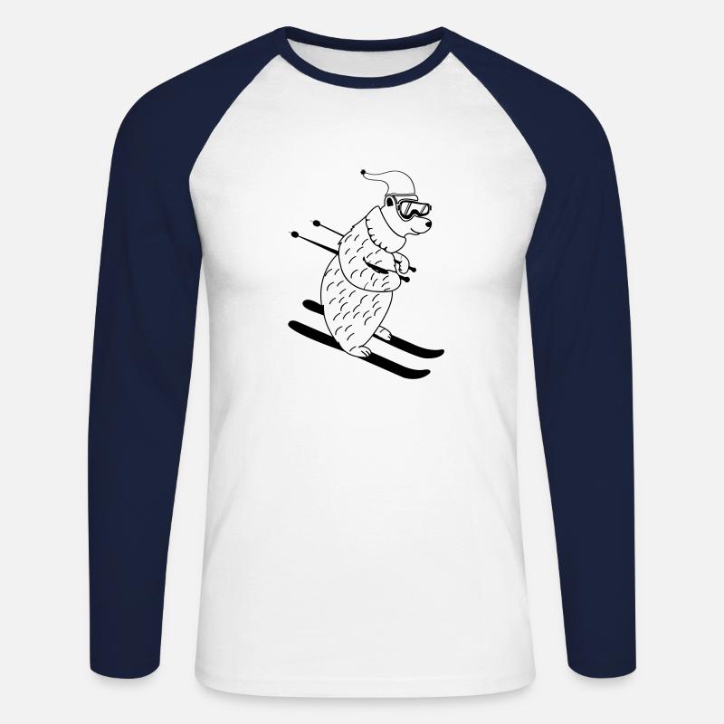 ski baer 01 - Unisex Baseballshirt langarm - Weiß/Navy