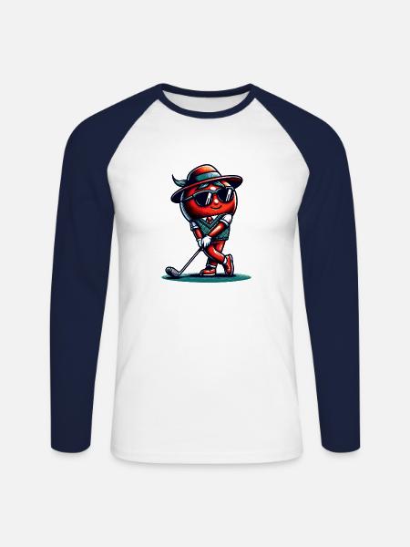Lustige Golf-tomatenschwünge Mit Stil - Unisex Baseballshirt langarm - Weiß/Navy