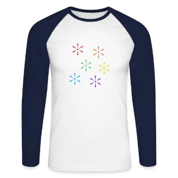 Étoiles Arc-en-ciel LGBTQ subtile gay pride - T-shirt baseball manches longues Homme - blanc/marine - Devant - Nik (191cm)