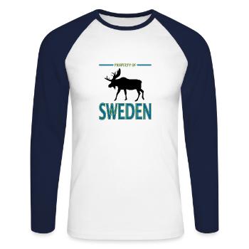 Propriété de Suède Suède Drapeau Moose - T-shirt baseball manches longues Homme - blanc/marine - Devant - Nik (191cm)