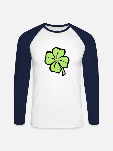 Klee 4 Glücksblatt 1 - Unisex Baseballshirt langarm - Weiß/Navy