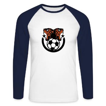 tiger tiger soccer soccer club logo - Unisex Long Sleeve Baseball T-Shirt - white/navy - Front - Nik (191cm)
