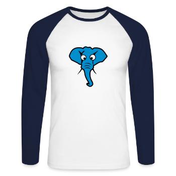 elephant funny animals - Unisex Long Sleeve Baseball T-Shirt - white/navy - Front - Nik (191cm)