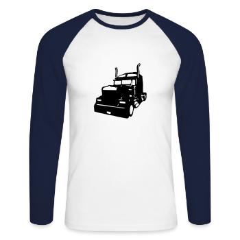 camion americain - T-shirt baseball manches longues Homme - blanc/marine - Devant - Nik (191cm)