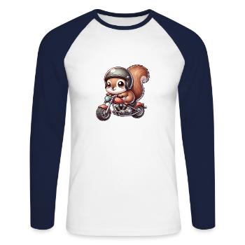 Moto Concombre Aventure Liberté - T-shirt baseball manches longues Homme - blanc/marine - Devant - Nik (191cm)