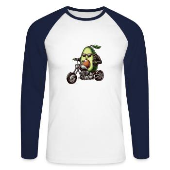 Moto Concombre Aventure Liberté - T-shirt baseball manches longues Homme - blanc/marine - Devant - Nik (191cm)