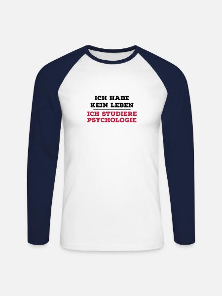 Psychology - Unisex Long Sleeve Baseball T-Shirt - white/navy
