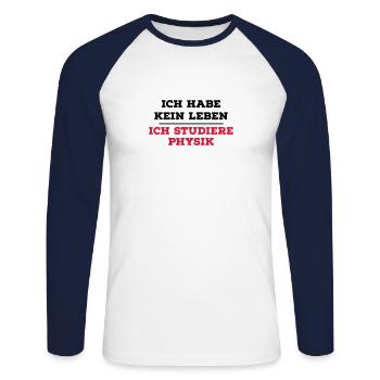 Physik - Unisex Baseballshirt langarm - Weiß/Navy - Vorne - Nik (191cm)