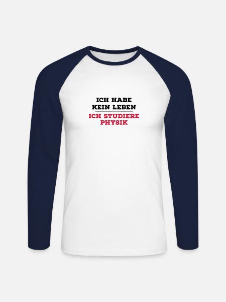 Physik - Unisex Baseballshirt langarm - Weiß/Navy