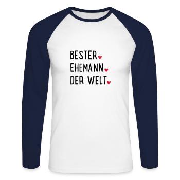 Best Husband in the World - Unisex Long Sleeve Baseball T-Shirt - white/navy - Front - Nik (191cm)