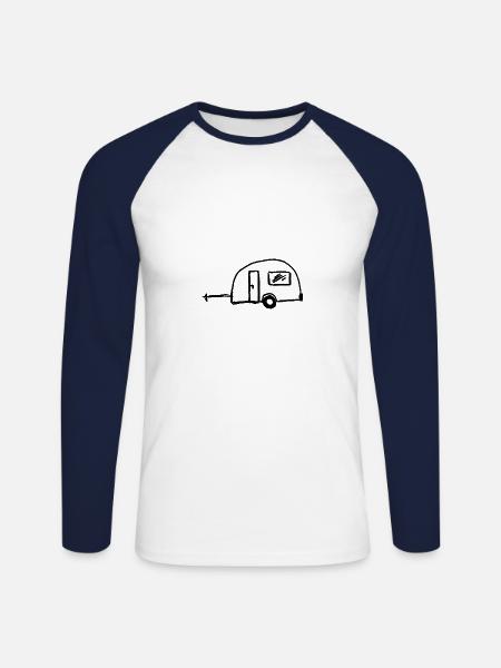 trailer - Unisex Long Sleeve Baseball T-Shirt - white/navy