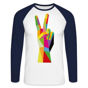 Victory - Unisex Baseballshirt langarm - Weiß/Navy - Vorne - Nik (191cm)