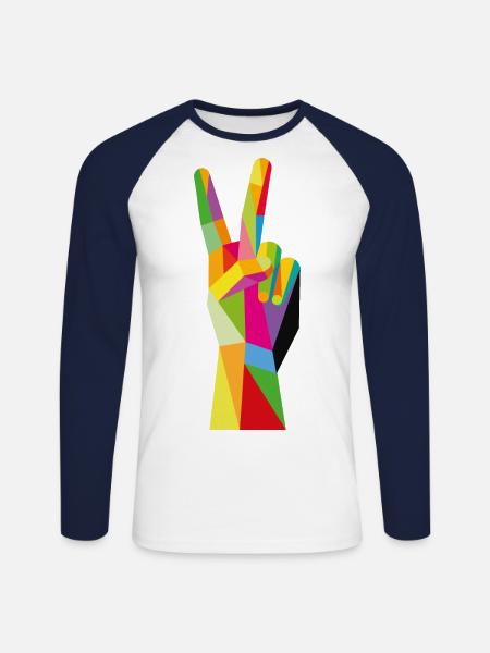 Victory - Unisex Long Sleeve Baseball T-Shirt - white/navy