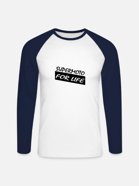 SUPERMOTO FOR LIFE - Unisex Long Sleeve Baseball T-Shirt - white/navy
