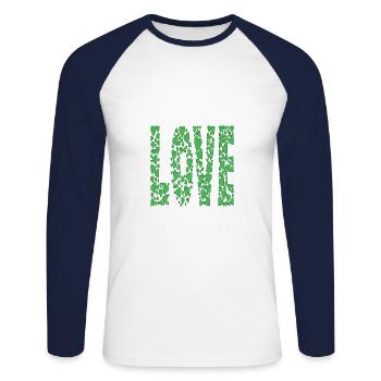 grün-Herzen-LOVE - Unisex Baseballshirt langarm - Weiß/Navy - Vorne - Nik (191cm)