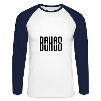 100 years Bauhaus, Weimar - Bauhaus Design - Unisex Long Sleeve Baseball T-Shirt - white/navy - Front - Nik (191cm)