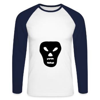 skull devil skull head demon pirate coffin - Unisex Long Sleeve Baseball T-Shirt - white/navy - Front - Nik (191cm)