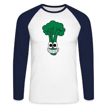 Happy broccoli - Unisex Long Sleeve Baseball T-Shirt - white/navy - Front - Nik (191cm)