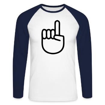 Forefinger hand fingers - Unisex Long Sleeve Baseball T-Shirt - white/navy - Front - Nik (191cm)