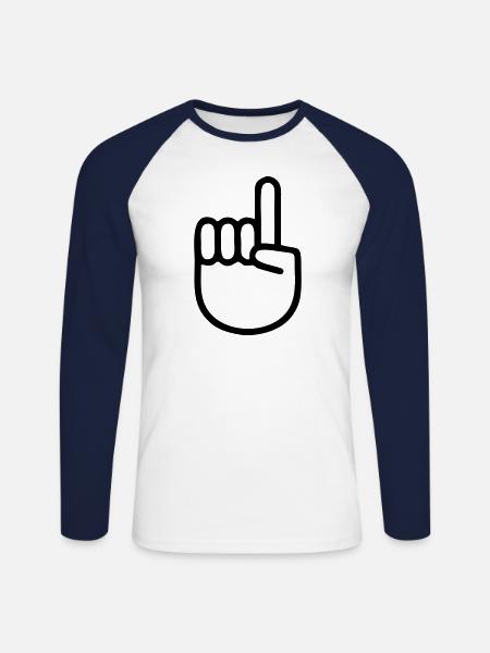 Zeigefinger Hand Finger - Unisex Baseballshirt langarm - Weiß/Navy
