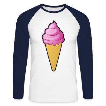 Himbeeren Eis Kostüme Eiscreme Himbeereis Eistüte - Unisex Baseballshirt langarm - Weiß/Navy - Vorne - Nik (191cm)