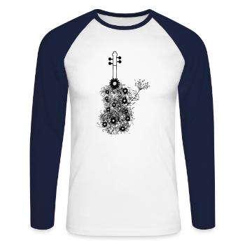 flowery violin gift idea - Unisex Long Sleeve Baseball T-Shirt - white/navy - Front - Nik (191cm)