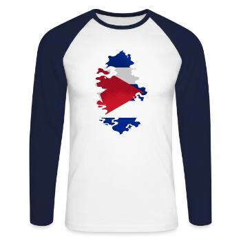 Kuba Flagge Karibik Urlaub Cuba Reise Havanna - Unisex Baseballshirt langarm - Weiß/Navy - Vorne - Nik (191cm)