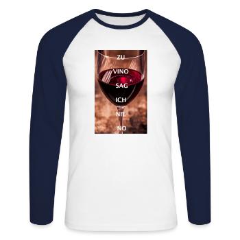 zu vino sag ich nie no - Unisex Baseballshirt langarm - Weiß/Navy - Vorne - Nik (191cm)