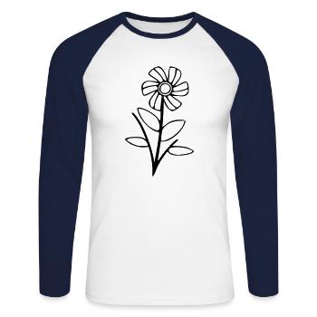 Flower drawing nature sketch black - Unisex Long Sleeve Baseball T-Shirt - white/navy - Front - Nik (191cm)
