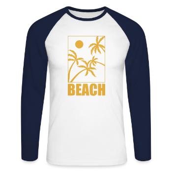 Surf Planche de surf Surfer Sports nautiques Plage - T-shirt baseball manches longues Homme - blanc/marine - Devant - Nik (191cm)