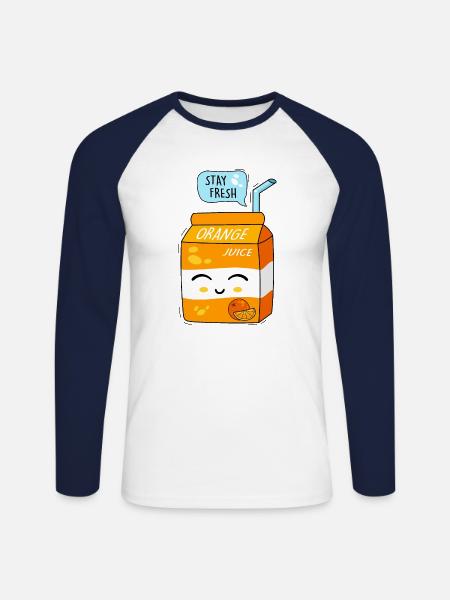 Juice and happiness - Unisex Long Sleeve Baseball T-Shirt - white/navy